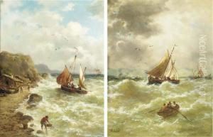 Fisherbarken; And Shipping On Choppy Waters by Karl Julius Rose