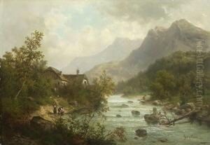 Gebirgslandschaft Mit
 Fluss.