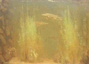 Snoeken pike swimming by Gerrit Willem Dijsselhof