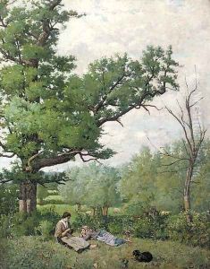 A midday rest by Louis Dauvergne