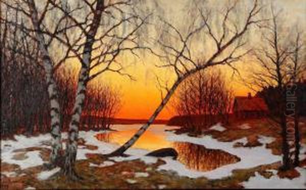 Aftonrodnad Over Insjolandskap - view 1