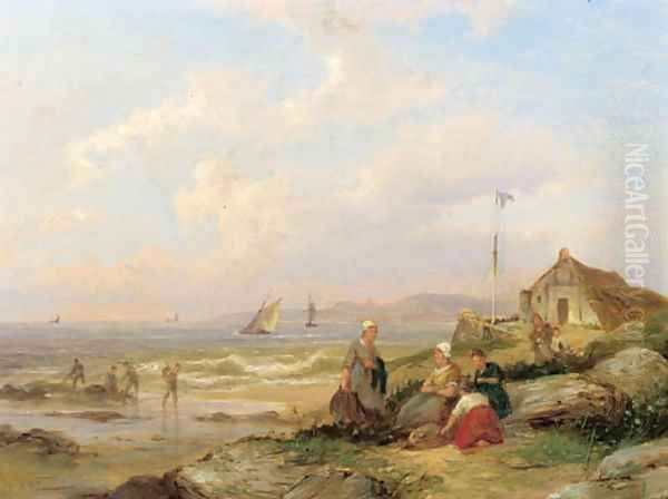 A coastal landscape with fisherwomen in the dunes - view 1