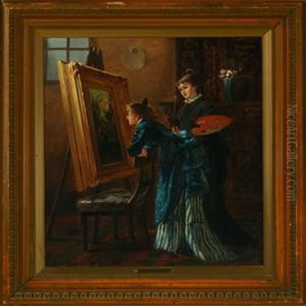 Two Young Women At The Easel - view 1