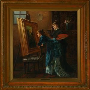 Two Young Women At The Easel
