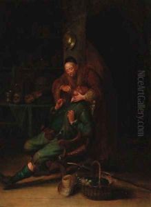 A dentist pulling teeth in an interior