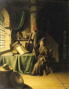 A scholar in an interior by Gerrit Dou