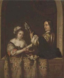A couple making music at a casement