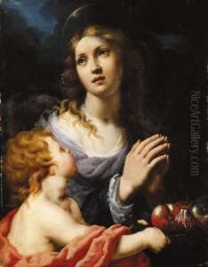 A Female Saint With A Putto
