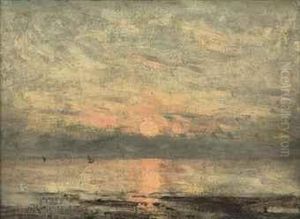Coucher De Soleil by Amedee Rosier