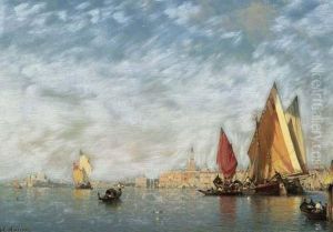 Sailing Boats Before Venice. by Amedee Rosier
