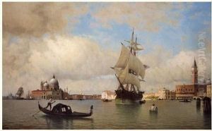 Vaisseau Americain Devant Venise by Amedee Rosier