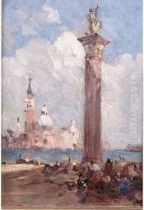 Vue De Venise, La Place Saint-marc by Amedee Rosier