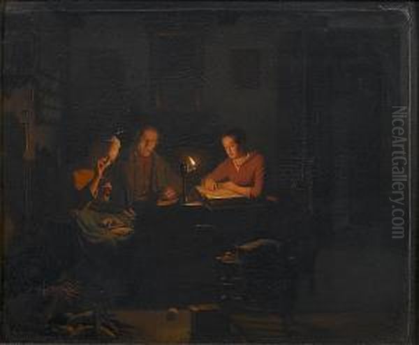 Reading By Lamplight - view 1