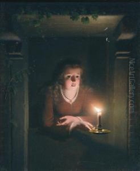 A Young Girl By Candlelight - view 1