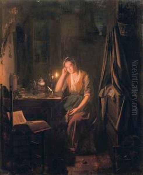 A Seated Lady By Candlelight - view 1