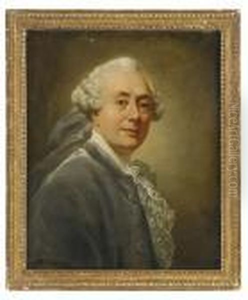 Portratt Forestallande 
Konstnaren Alexander Roslin Ikladd Bla Rock Med Spetskras - Midjebild - view 1