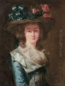 Blumengeschmuckten Hut Tragt (madame Roslin?). by Alexander Roslin
