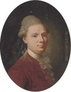 Portrait Of A Gentlemen, Bust-length, In A Red Coat by Alexander Roslin