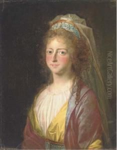 Portrait Of A Lady, Bust-length,
In A Pink Costume; Traditionallyidentified As Sophia Magdalena Of
Denmark Wife To King Gustav Iiiof Sweden by Alexander Roslin