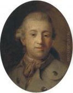 Portrait Of A Gentleman, Bust-length, In A Green Coat And Brownscarf by Alexander Roslin