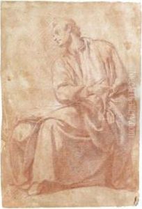Study Of A Seated Man Turned To The Left by Matteo Rosselli