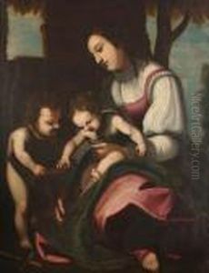 The Virgin And Child With The Infant Saint John The Baptist. by Matteo Rosselli