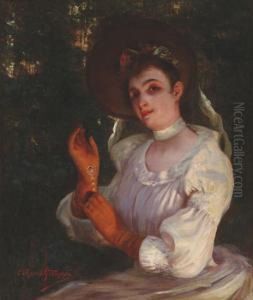 Jeune Femme Retirant Ses Gants by Edouard Rosset-Granger