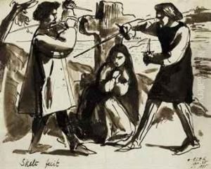 A Fight For A Woman by Dante Gabriel Rossetti