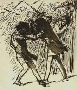 A Fight For A Woman by Dante Gabriel Rossetti