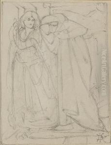 Dante And Beatrice by Dante Gabriel Rossetti