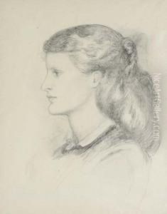 Portrait Of Annie Miller, Bust-length, In Profile To Left by Dante Gabriel Rossetti
