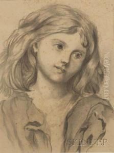 Portrait Of A Young Girl. by Dante Gabriel Rossetti