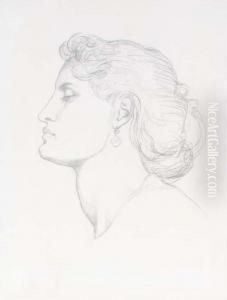 Head Of A Woman In Profile To Left by Dante Gabriel Rossetti