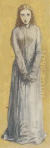 Study Of A Girl, Her Hands Clasped, Walking Towards The Spectator by Dante Gabriel Rossetti