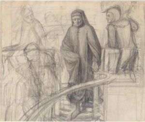 Sketch For Dante At Verona, With A Preliminary Study For The Principal Figure by Dante Gabriel Rossetti