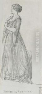 Study Of A Standing Female Figure, Facing Left by Dante Gabriel Rossetti