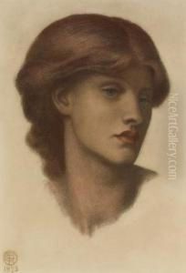 Study Of Alexa Wilding, Her Head Turned Three-quarters To The Right by Dante Gabriel Rossetti