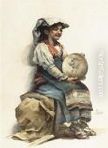 Italienisches Madchen Mit Tamburin. by Luigi Rossi