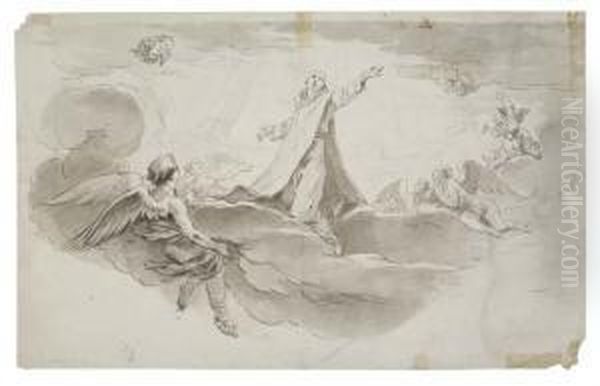 A Saint In Glory With Putti And Angels - view 1