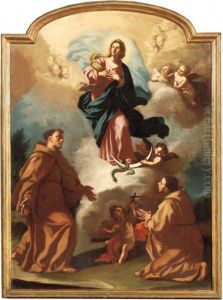 Madonna Immacolata E Due Santi Francescani by Nicola Maria Rossi