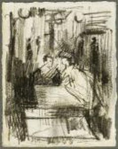 Figures At A Table In A Cafe by Medardo Rosso