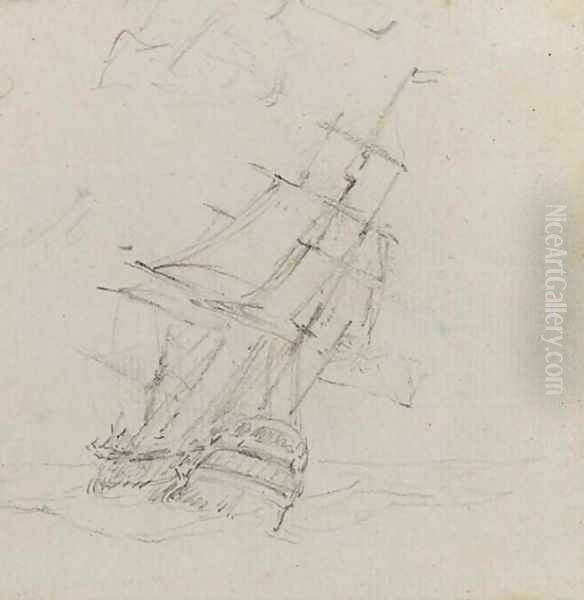 An East Indiaman heeling in the breeze - view 1