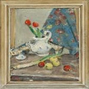 Still Life Withflowers And Apples