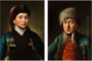 Portrait Eines Kosakenfursten Und Portrait Einer Kosakenfurstin
