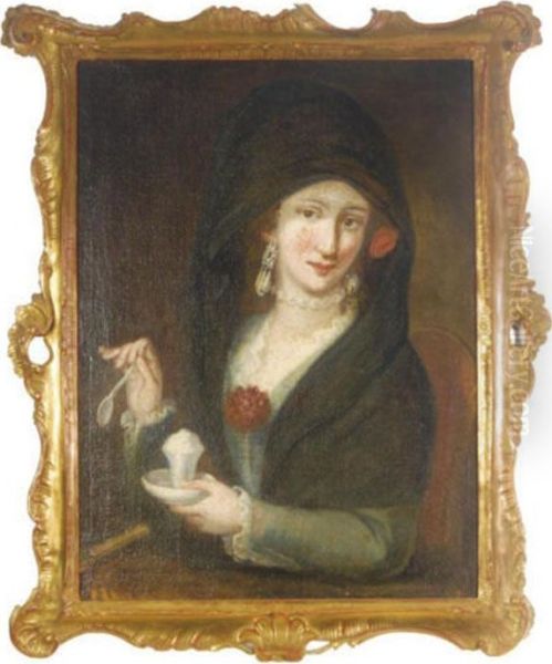 A Beauty Holding A Cup Of Ice Cream - view 1