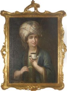 A Beauty With Turban Holding A Demi-tasse A Beauty With Turban Holding A Demi-tasse