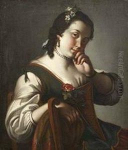 Ritratto Di Giovinetta Con Collana Di Perle E Fiori Fra I Capelli by Pietro Antonio Rotari