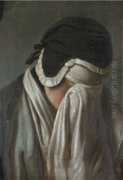 Portrait Of A Young Girl, Head And Shoulders, Hiding Her Eyes - view 1