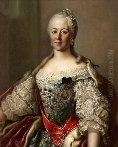 Half Length Portrait Of A Lady Believed To Be Catherine The Great Of Russia - view 1