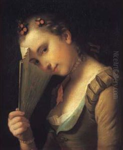 Portrait De Jeune Fille Tenant Un Eventail by Pietro Antonio Rotari